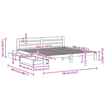 sengeramme uden madras 180x200 cm massivt fyrretræ gyldenbrun