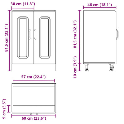 underskab til vask Kalmar 60x46x81,5 cm konstrueret træ sort