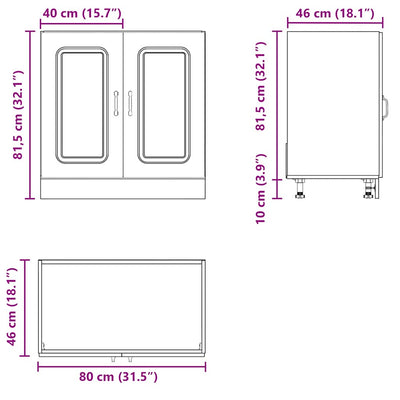 underskab til vask Kalmar 80x46x81,5 cm konstrueret træ sort