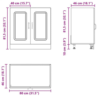 underskab til vask Kalmar 80x46x81,5 cm sonoma-eg