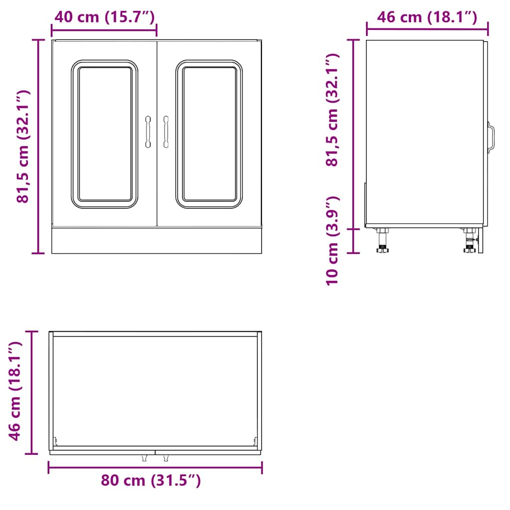 underskab til vask Kalmar 80x46x81,5 cm beton grå