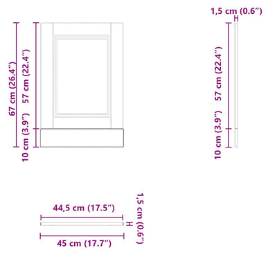 låge til opvaskemaskine Porto 45x1,5x67 cm konstrueret træ hvid