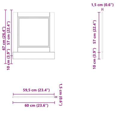 låge til opvaskemaskine Porto 60x1,5x67 cm konstrueret træ hvid