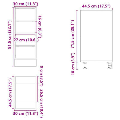 underskab 30x44,5x81,5 cm konstrueret træ hvid