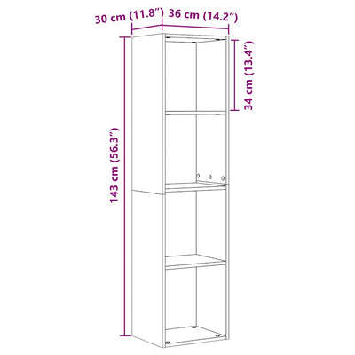 bogreol/tv-bord 36x30x143cm konstrueret træ kunsteg