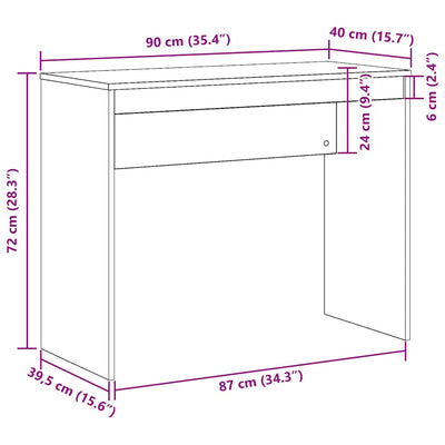 skrivebord 90x40x72 cm konstrueret træ antikt træ