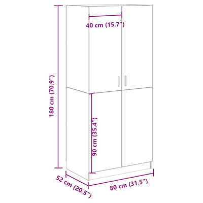 klædeskab 80x52x180 cm konstrueret træ antikt træ