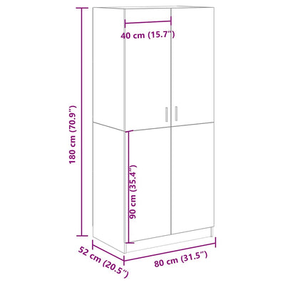 klædeskab 80x52x180 cm konstrueret træ egetræslook