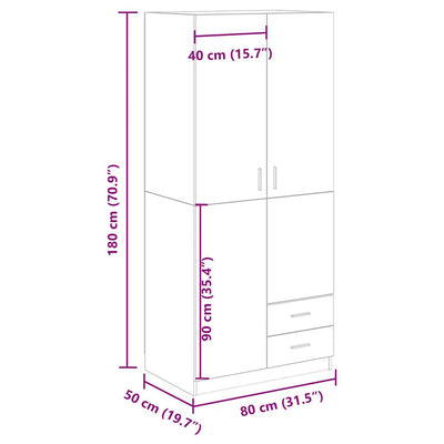 klædeskab 80x52x180 cm konstrueret træ antikt træ