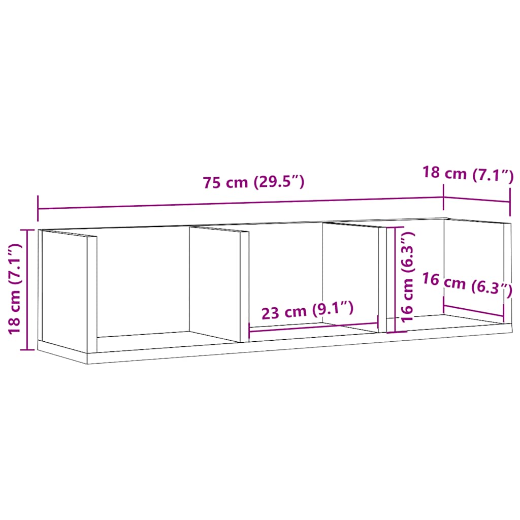 cd-reol 75x18x18 cm konstrueret træ antikt træ