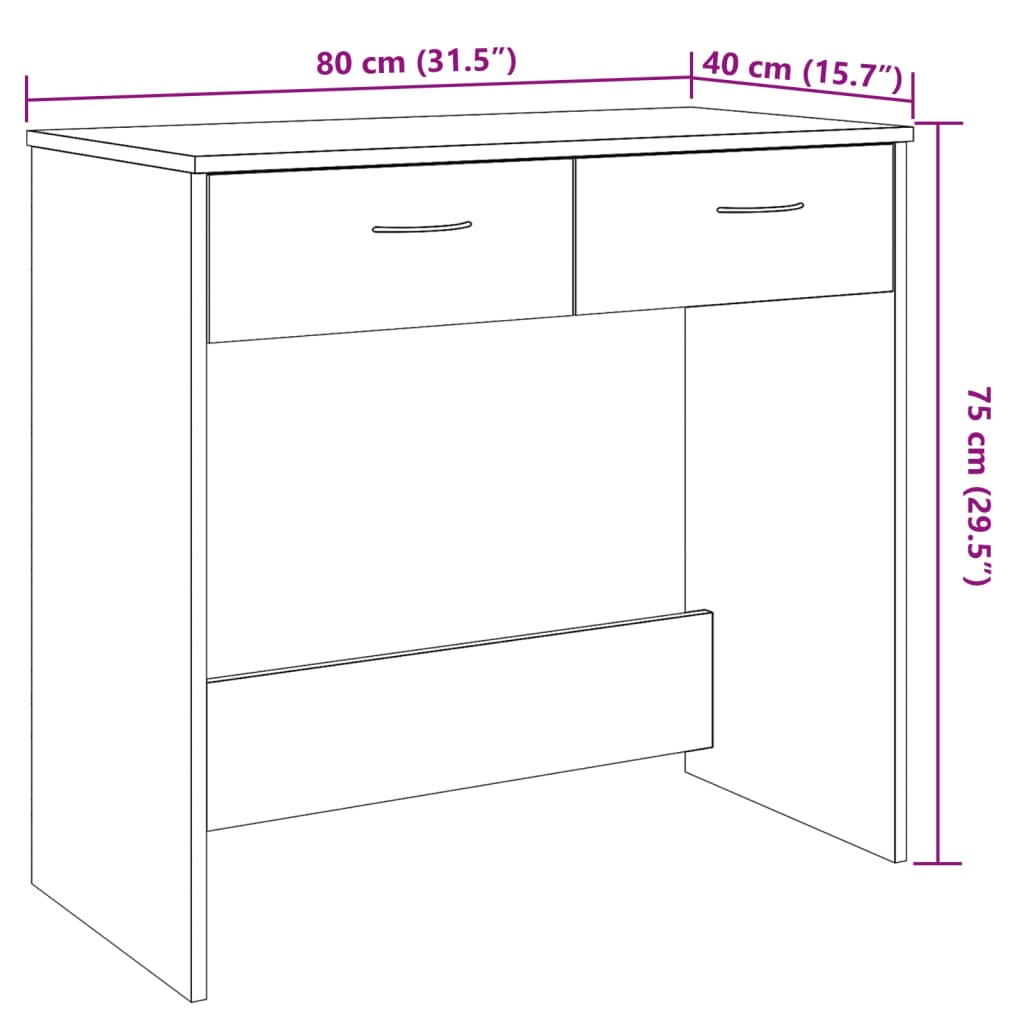 skrivebord 80x40x75 cm konstrueret træ antikt træ