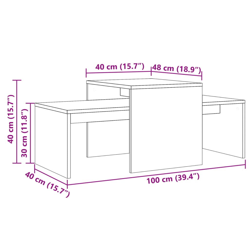 sofabord 100x48x40 cm konstrueret træ antikt træ