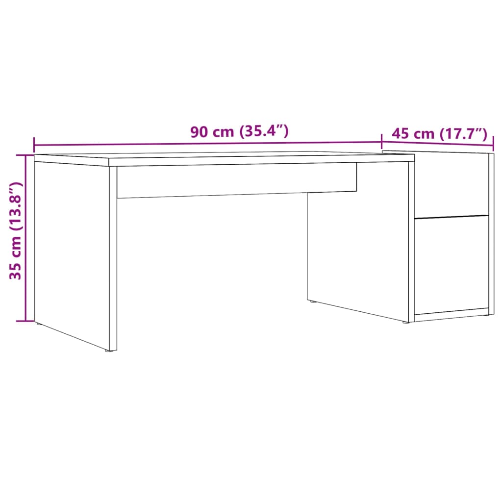 sofabord 90x45x35 cm konstrueret træ antikt træ