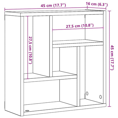 væghylde 45x16x45 cm konstrueret træ gammelt træ-look