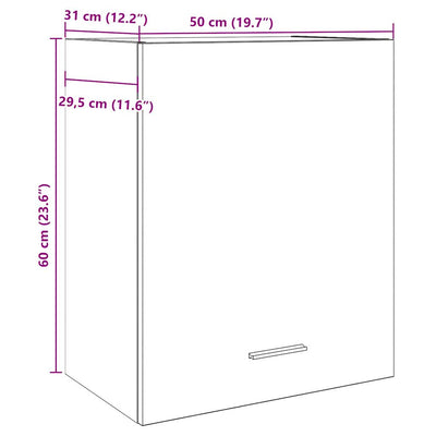 vægskab 50x31x60 cm konstrueret træ betongrå