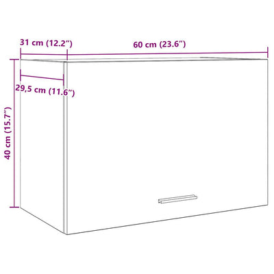 vægskab 60x31x40 cm konstrueret træ betongrå