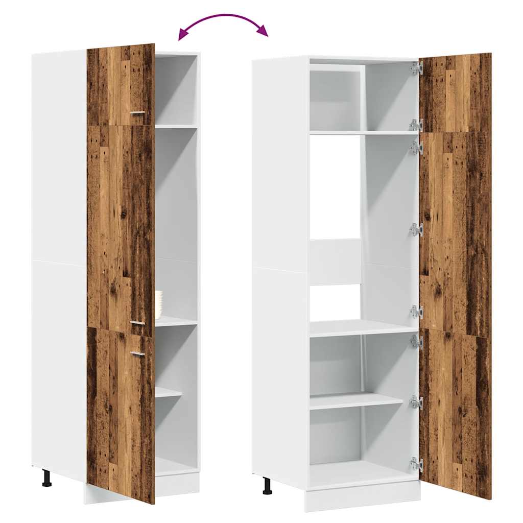 indbygningsskab til køl 60x57x207 cm konstrueret træ antikt træ