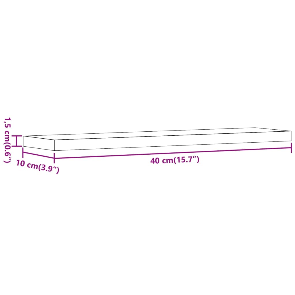 væghylder 4 stk. 40x10x1,5 cm konstrueret træ gammelt træ-look