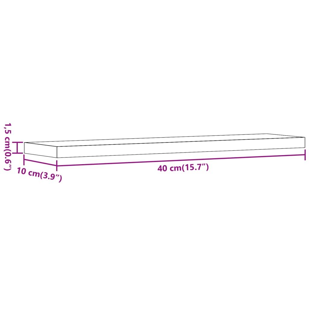 væghylder 4 stk. 40x10x1,5 cm konstrueret træ kunsteg