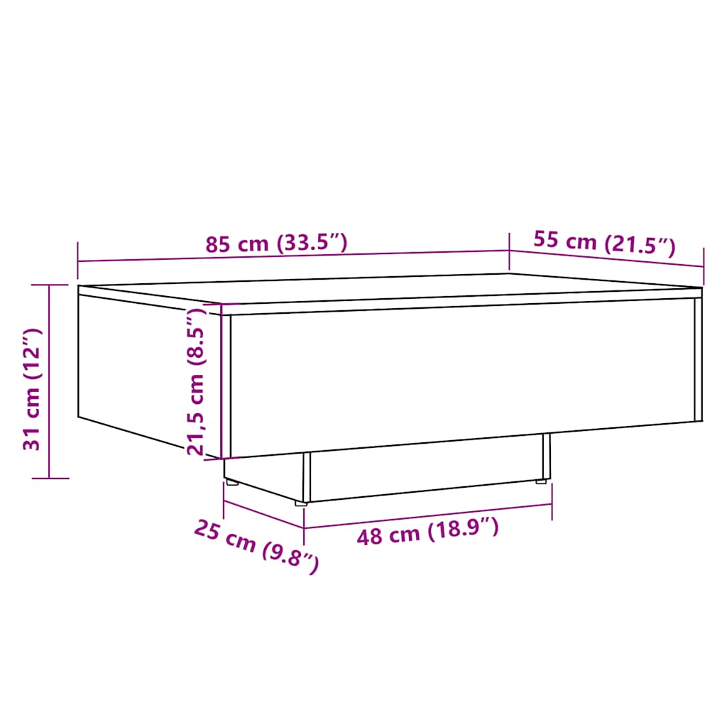 sofabord 85x55x31 cm konstrueret træ antikt træ