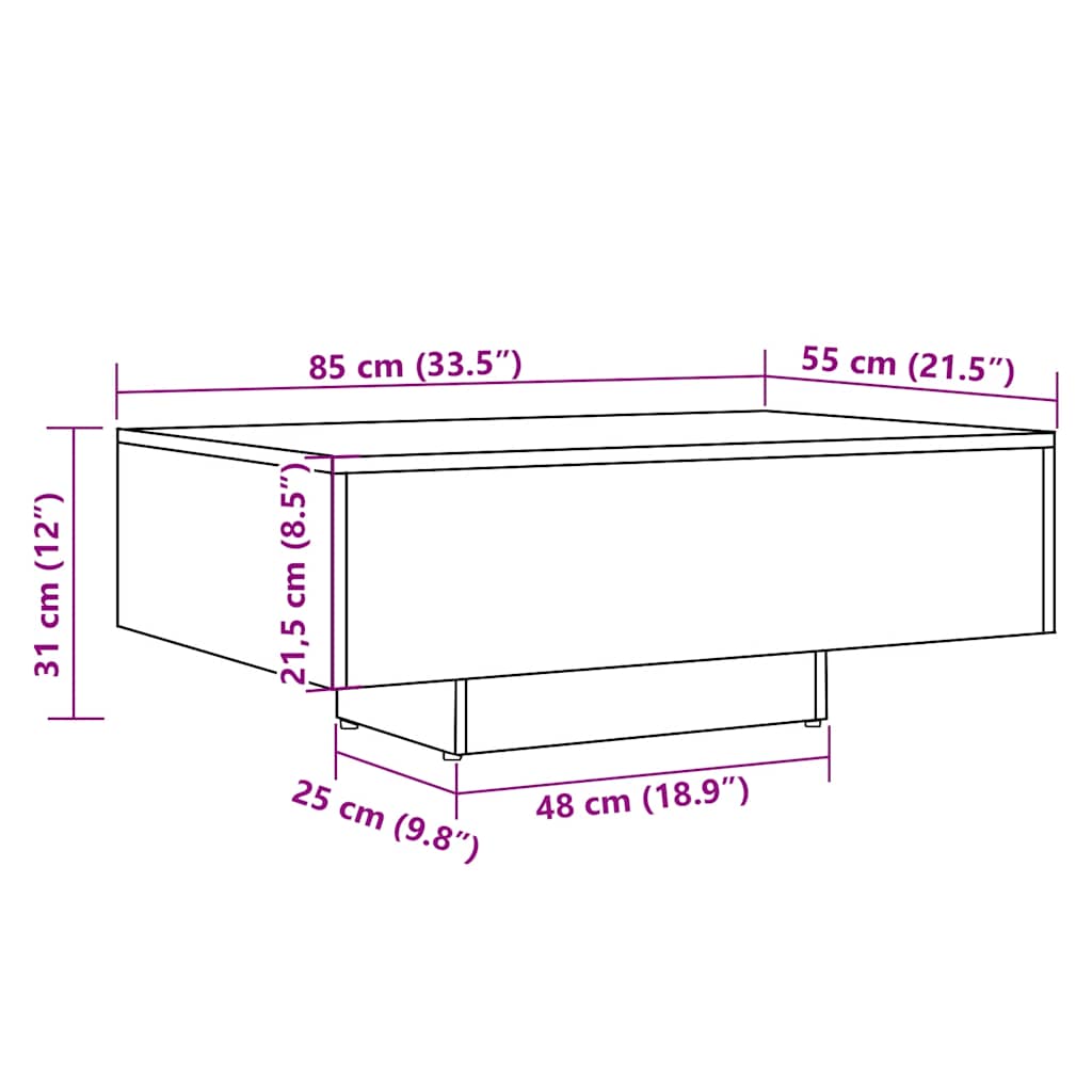 sofabord 85x55x31 cm konstrueret træ kunsteg