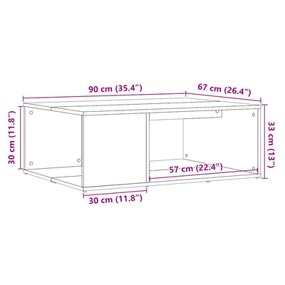 sofabord 90x67x33 cm konstrueret træ antikt træ