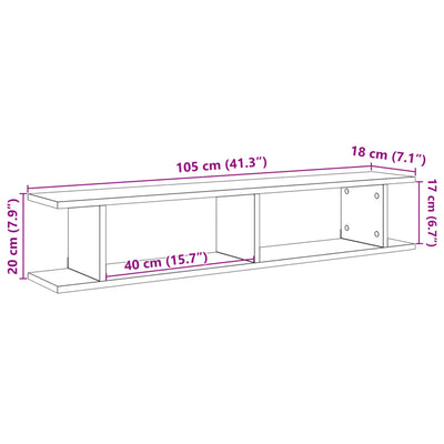 væghylder 2 stk. 105x18x20 cm konstrueret træ antikt træ
