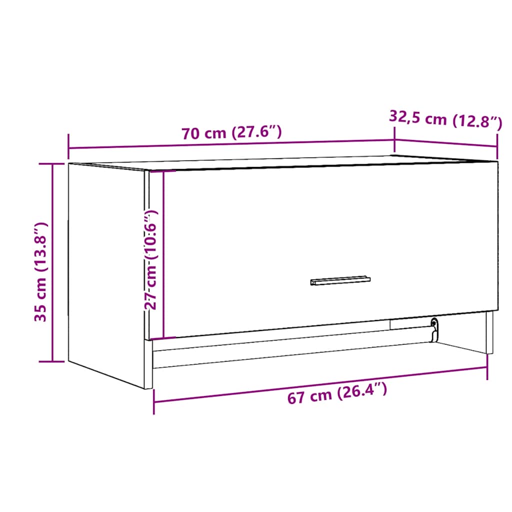 garderobe, gammel trælook, 70x32,5x35 cm, konstrueret træ