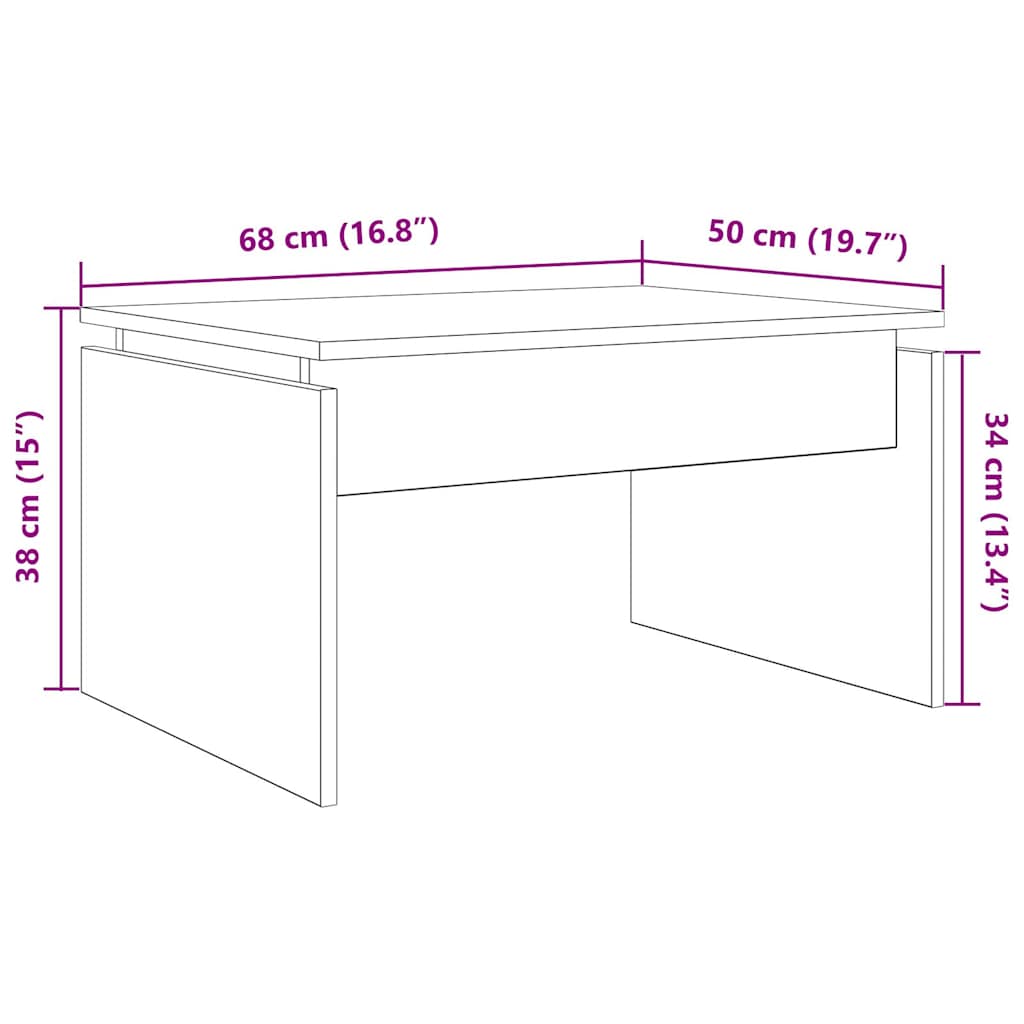 sofabord 68x50x38 cm spånplade gammelt træ