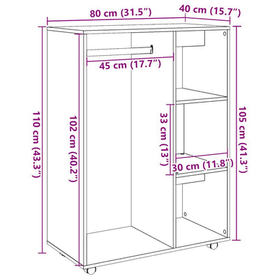 garderobe 80x40x110 cm konstrueret træ kunsteg