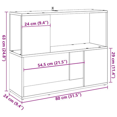 bogreol/rumdeler 80x24x63 cm kunsteg