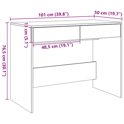 skrivebord 101x50x76,5 cm konstrueret træ antikt trælook