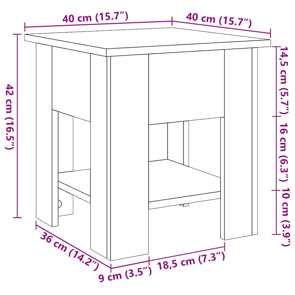 sofabord 40x40x42 cm konstrueret træ antikt trælook