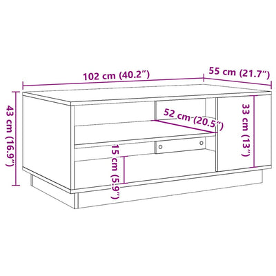 sofabord 102x55x43 cm konstrueret træ antikt trælook