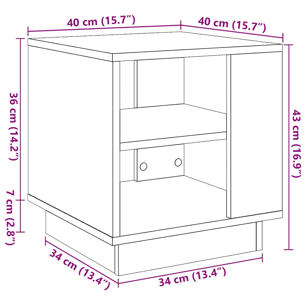 sofabord 40x40x43 cm konstrueret træ antikt trælook