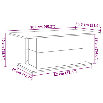 sofabord 102x55,5x40 cm konstrueret træ antikt trælook