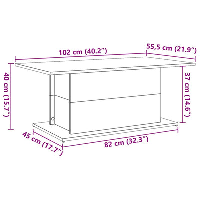 sofabord 102x55,5x40 cm konstrueret træ kunsteg