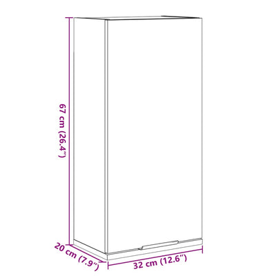 væghængt badeværelsesskab 32x20x67 cm betongrå