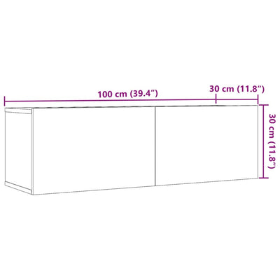 væghængte tv-borde 2 stk. 100x30x30 cm egetræslook