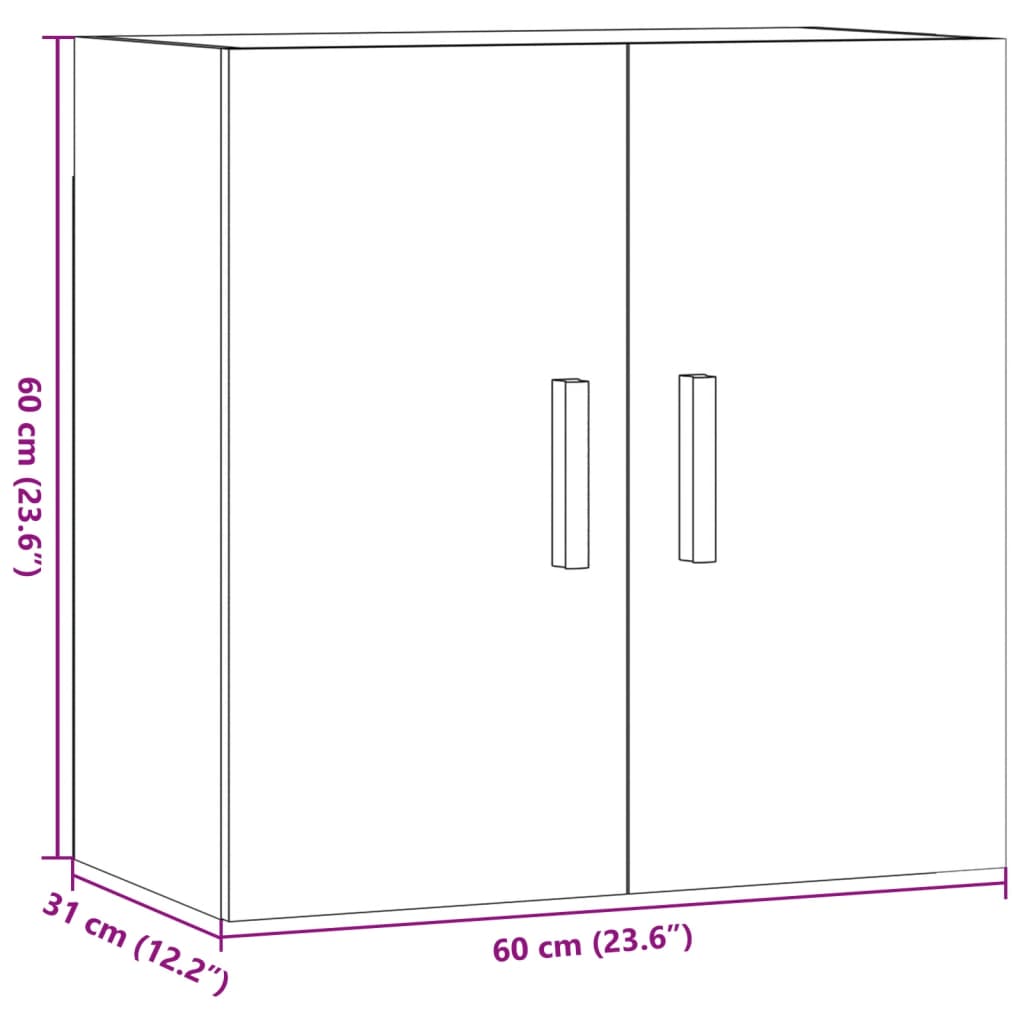 vægskab 60x31x60 cm konstrueret træ antikt træ