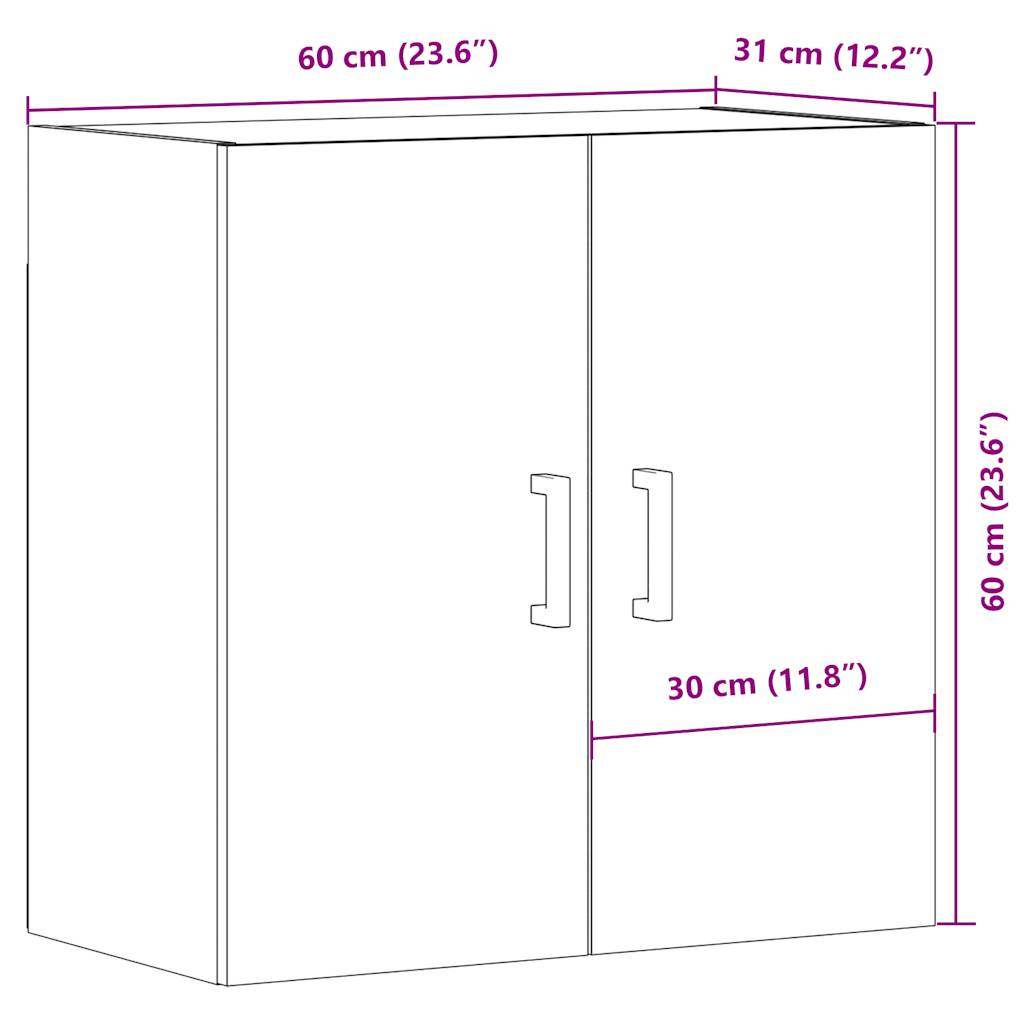 vægskab 60x31x60 cm konstrueret træ kunsteg