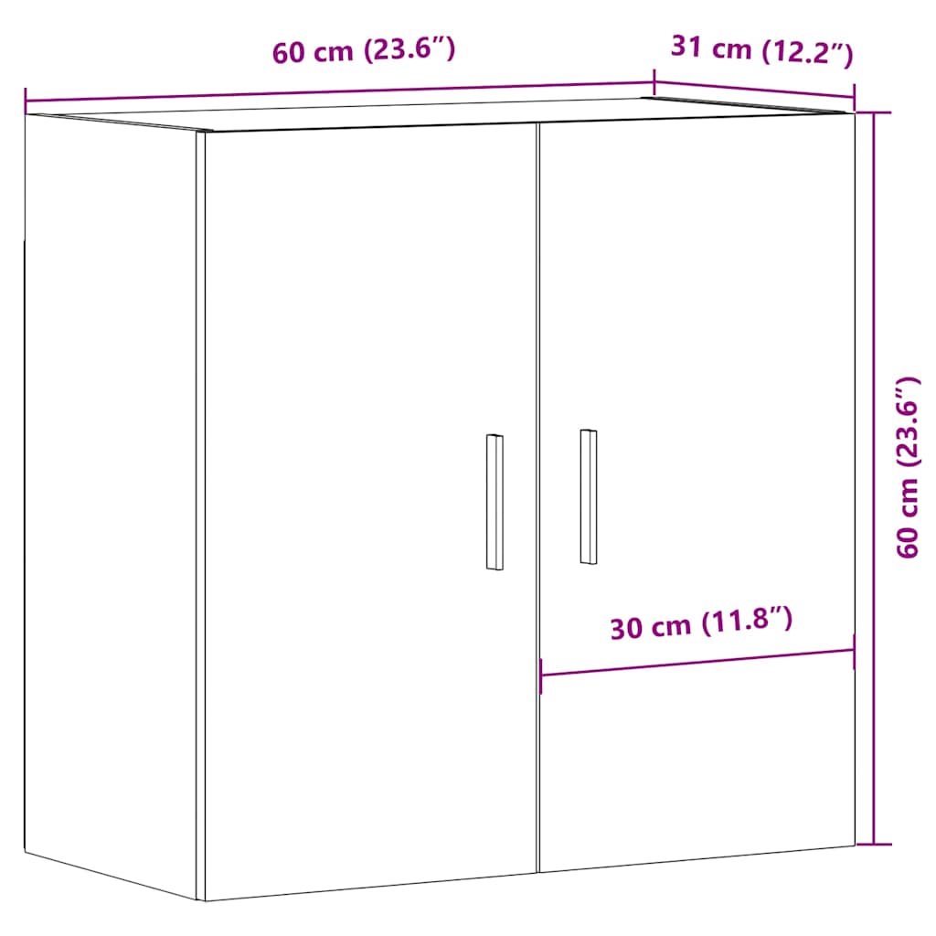 vægskab 60x31x60 cm konstrueret træ kunsteg