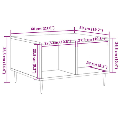 sofabord 60x50x36,5 cm konstrueret træ kunsteg