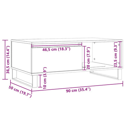 sofabord 90x50x36,5 cm konstrueret træ kunsteg