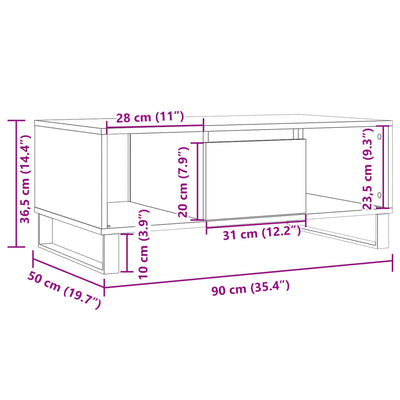 sofabord 90x50x36,5 cm konstrueret træ gammeldags træ