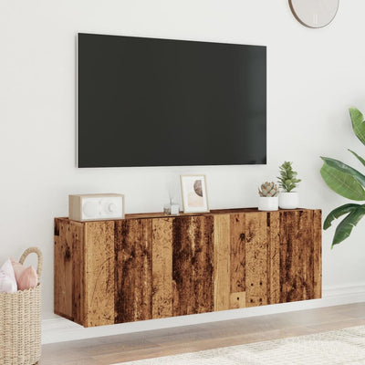 væghængte tv-borde 2 stk. 60x30x41 cm gammelt træ-look