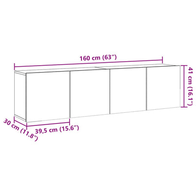 væghængte tv-borde 2 stk. 80x30x41 cm gammelt træ-look