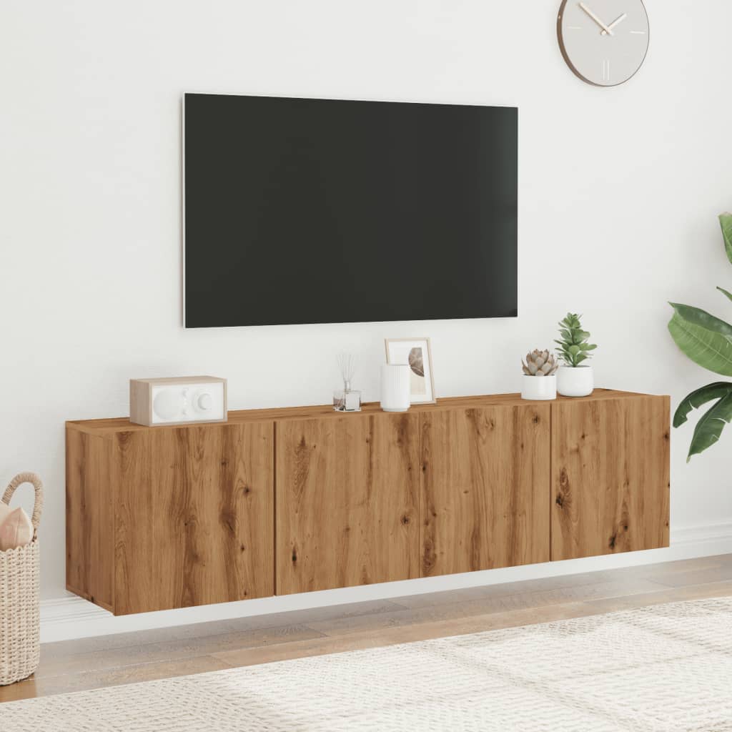 væghængte tv-borde 2 stk. 80x30x41 cm egetræslook