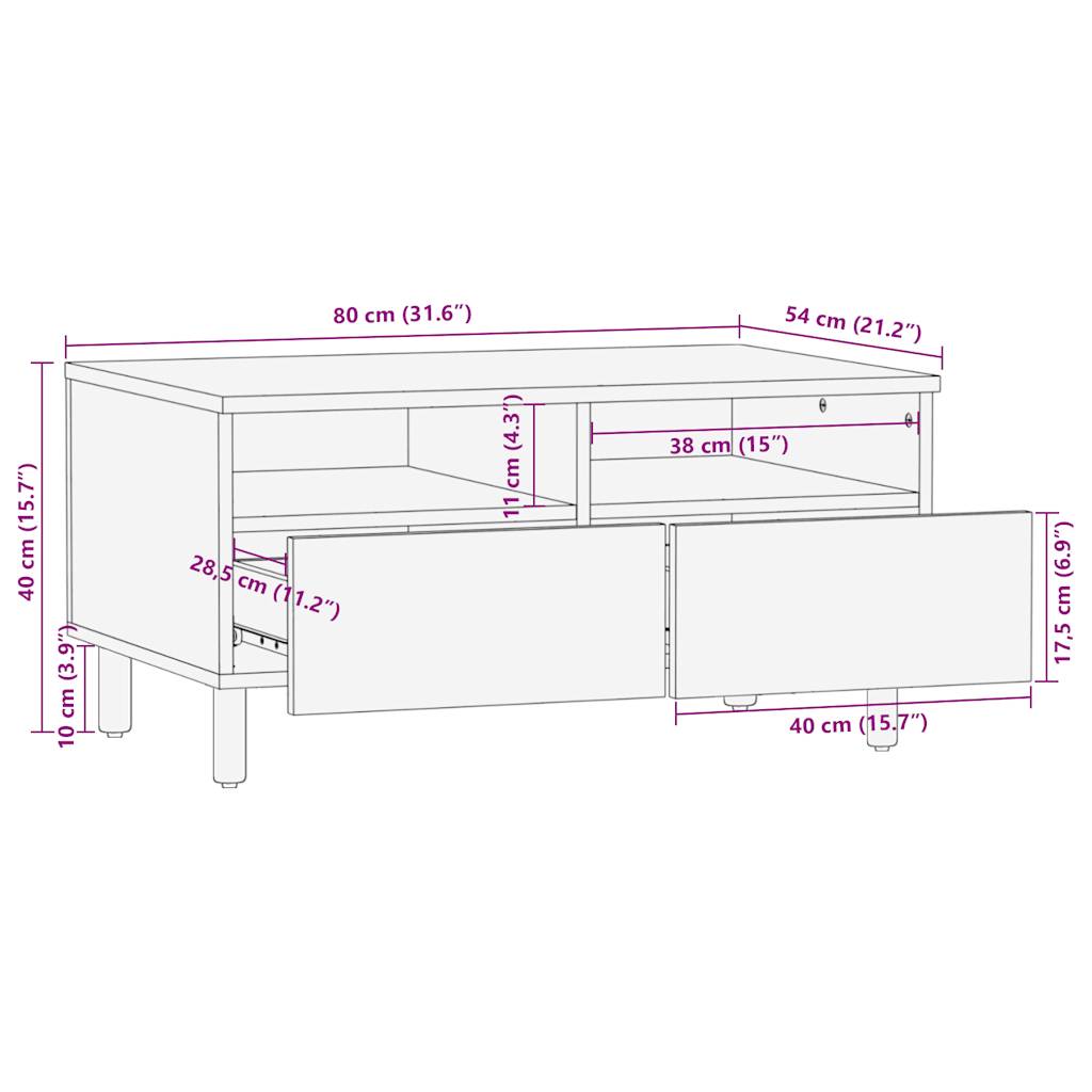 sofabord 80x54x40 cm massivt ru mangotræ sort