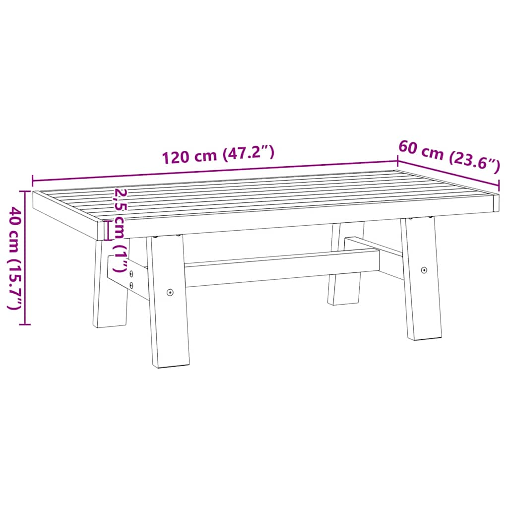 sofabord NOAIN A-formede ben 120x60x40 cm massivt træ fyrretræ